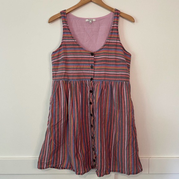 Madewell Blogger Favorite Scoopneck Tank Shirt Dress in Rainbow Stripe - Picture 3 of 7